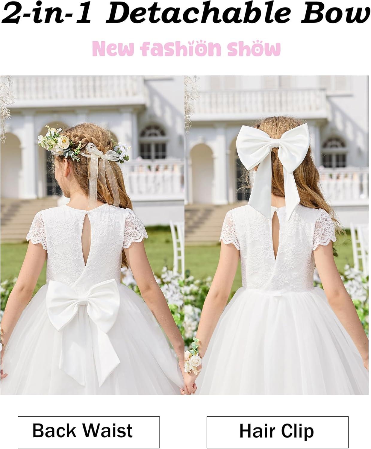 image:imageGRACE KARIN Flower Girl Dress with Big BowKids Lace Tulle Princess GownWedding Formal Birthday Party Pageant 510YSage Green