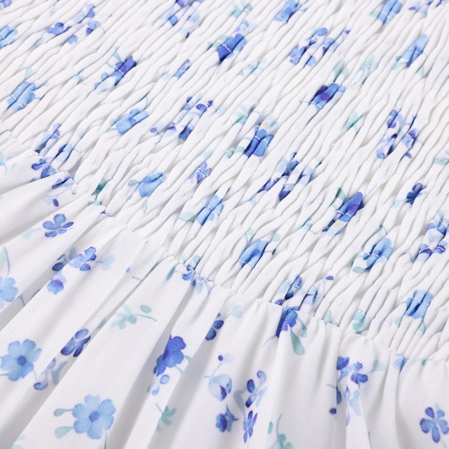 image:imageGRACE KARIN Girls Floral Summer Dress Spring Holiday Beach Party Sundress Halter Neck Tie Backless Dresses 716 YearsWhite and Blue Floral