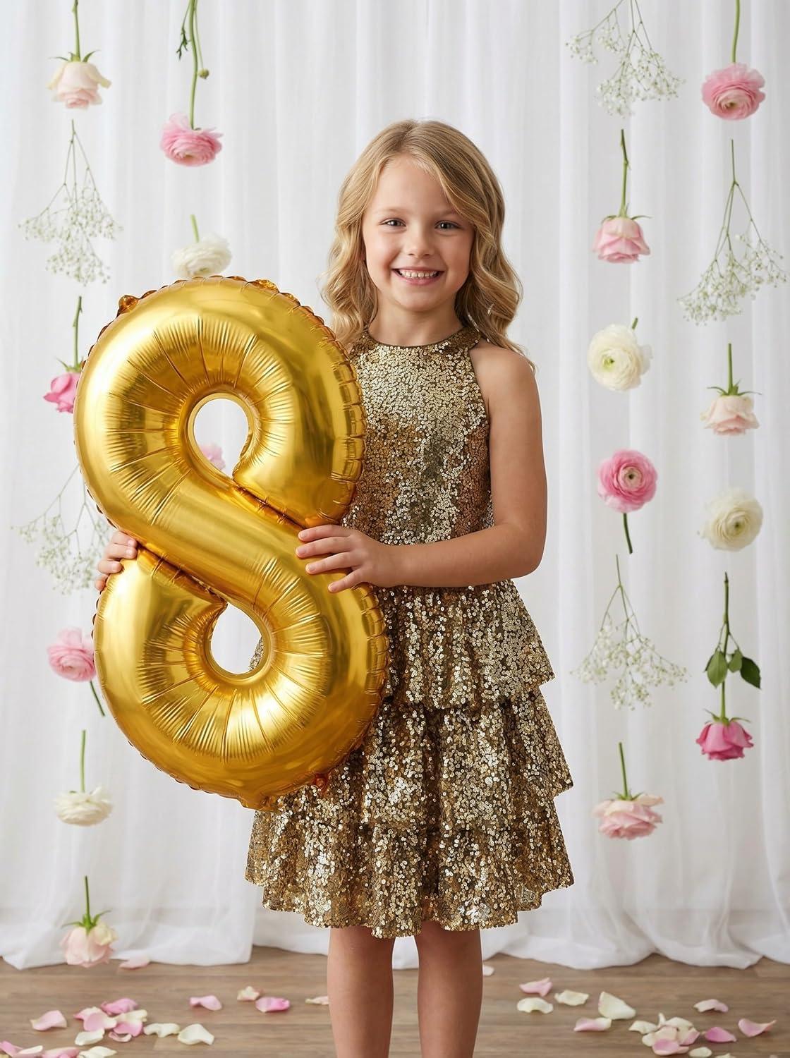 image:imageGRACE KARIN Girls Sequin Party Dress Kids Sparkly Formal Birthday Teen Special Occasion Fancy Pageant Dresses Size 614Gold Black