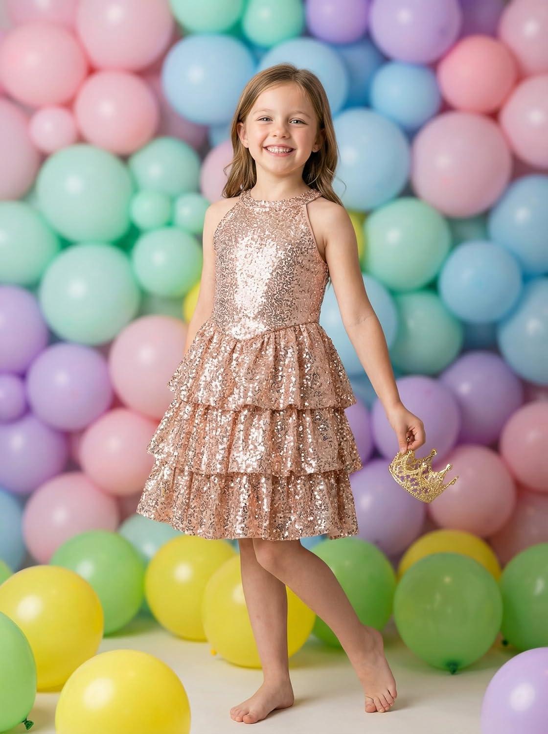 image:imageGRACE KARIN Girls Sequin Party Dress Kids Sparkly Formal Birthday Teen Special Occasion Fancy Pageant Dresses Size 614Rose Gold