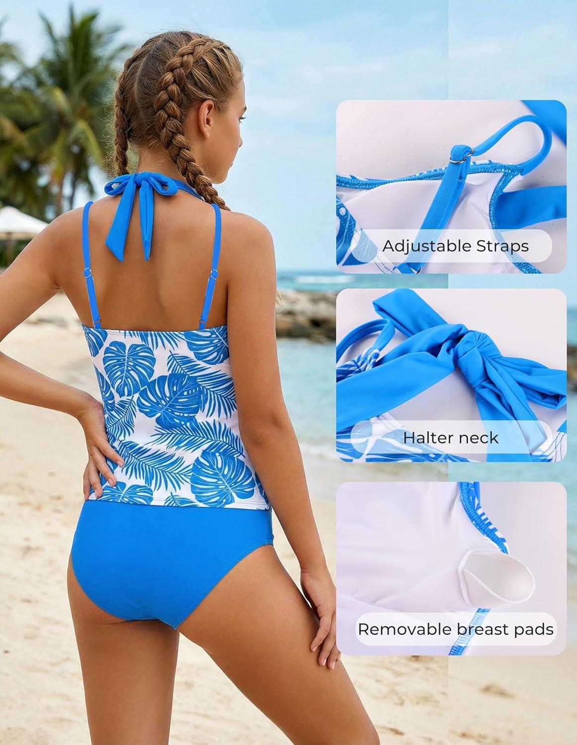 image:imageGRACE KARIN Girls Swimsuits for Teens 816 Two Piece Tankini Bathing Suit Teen Girl Swimming SuitsRoyal Blue