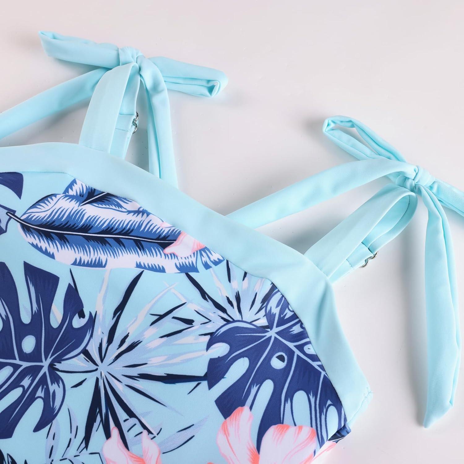 image:imageGRACE KARIN Teen Girls Swimsuits 2 Piece Tankini Set Bathing Suits for Kids 714YBlue