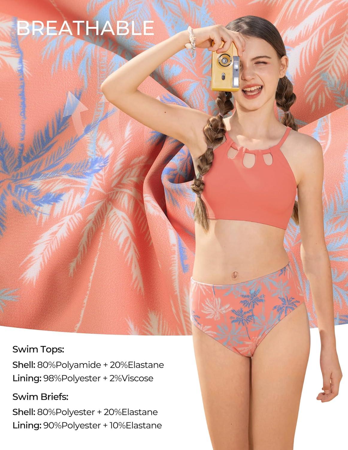 image:imageGRACE KARIN Teen Girls Swimsuits Two Piece Bikini Sets Bathing Suit Girl Swimwear Size 614Orange Pink