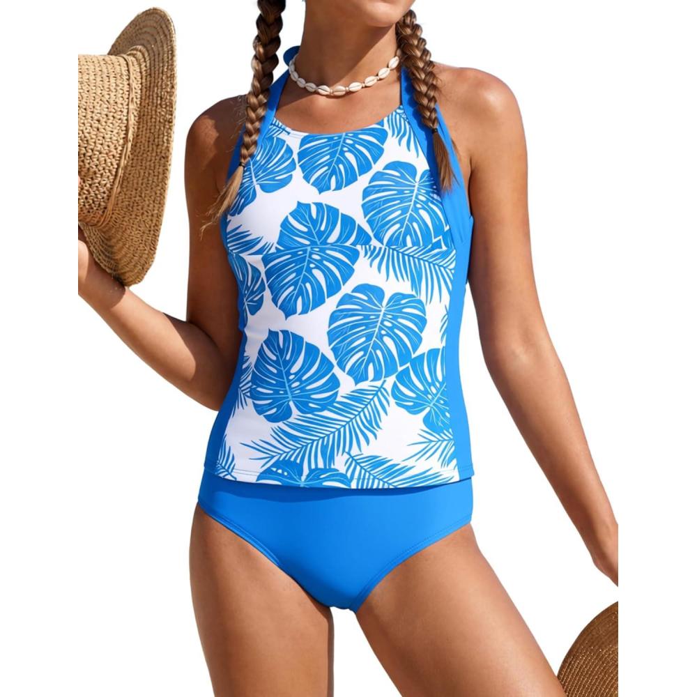 image:imageGRACE KARIN Girls Swimsuits for Teens 816 Two Piece Tankini Bathing Suit Teen Girl Swimming SuitsRoyal Blue