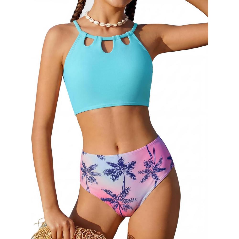 image:imageGRACE KARIN Teen Girls Swimsuits Two Piece Bikini Sets Bathing Suit Girl Swimwear Size 614Light Blue