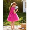 image:imageGRACE KARIN Flower Girl Dress with Big BowKids Lace Tulle Princess GownWedding Formal Birthday Party Pageant 510YHot Fuchsia