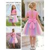 image:imageGRACE KARIN Flower Girl Dress with Big BowKids Lace Tulle Princess GownWedding Formal Birthday Party Pageant 510YRainbow Pink