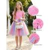 image:imageGRACE KARIN Flower Girl Dress with Big BowKids Lace Tulle Princess GownWedding Formal Birthday Party Pageant 510YRainbow Pink