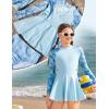 image:imageGRACE KARIN Girls Long Sleeve Swimsuit 3 Pieces Rash Guard Set Bathing Suits for Teens Size 714Blue Coconut Trees