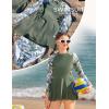 image:imageGRACE KARIN Girls Long Sleeve Swimsuit 3 Pieces Rash Guard Set Bathing Suits for Teens Size 714Green Floral