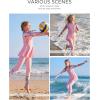 image:imageGRACE KARIN Girls Long Sleeve Swimsuit 3 Pieces Rash Guard Set Bathing Suits for Teens Size 714Pink Flower