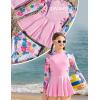 image:imageGRACE KARIN Girls Long Sleeve Swimsuit 3 Pieces Rash Guard Set Bathing Suits for Teens Size 714Pink Flower