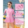 image:imageGRACE KARIN Girls Long Sleeve Swimsuit 3 Pieces Rash Guard Set Bathing Suits for Teens Size 714Pink Flower