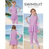 image:imageGRACE KARIN Girls Long Sleeve Swimsuit 3 Pieces Rash Guard Set Bathing Suits for Teens Size 714Purple Flower