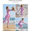 image:imageGRACE KARIN Girls Long Sleeve Swimsuit 3 Pieces Rash Guard Set Bathing Suits for Teens Size 714Purple Flower