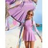 image:imageGRACE KARIN Girls Long Sleeve Swimsuit 3 Pieces Rash Guard Set Bathing Suits for Teens Size 714Purple Flower