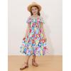 image:imageGRACE KARIN Girls Summer Dress Off Shoulder Ruffle Floral Spaghetti Strap Casual Sundress Tiered Midi DressBig Flower Pattern on White