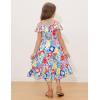 image:imageGRACE KARIN Girls Summer Dress Off Shoulder Ruffle Floral Spaghetti Strap Casual Sundress Tiered Midi DressBig Flower Pattern on White