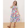 image:imageGRACE KARIN Girls Summer Dress Off Shoulder Ruffle Floral Spaghetti Strap Casual Sundress Tiered Midi DressBig Flower Pattern on White