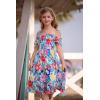 image:imageGRACE KARIN Girls Summer Dress Off Shoulder Ruffle Floral Spaghetti Strap Casual Sundress Tiered Midi DressBig Flower Pattern on White
