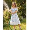 image:imageGRACE KARIN Girls Summer Dress Off Shoulder Ruffle Floral Spaghetti Strap Casual Sundress Tiered Midi DressBlue Flowers