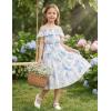 image:imageGRACE KARIN Girls Summer Dress Off Shoulder Ruffle Floral Spaghetti Strap Casual Sundress Tiered Midi DressBlue Flowers