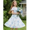 image:imageGRACE KARIN Girls Summer Dress Off Shoulder Ruffle Floral Spaghetti Strap Casual Sundress Tiered Midi DressBlue Flowers