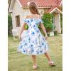 image:imageGRACE KARIN Girls Summer Dress Off Shoulder Ruffle Floral Spaghetti Strap Casual Sundress Tiered Midi DressBlue Flowers on White