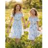 image:imageGRACE KARIN Girls Summer Dress Off Shoulder Ruffle Floral Spaghetti Strap Casual Sundress Tiered Midi DressBlue and Green Flowers