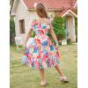 image:imageGRACE KARIN Girls Summer Dress Off Shoulder Ruffle Floral Spaghetti Strap Casual Sundress Tiered Midi DressColored Leaves