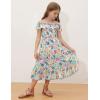 image:imageGRACE KARIN Girls Summer Dress Off Shoulder Ruffle Floral Spaghetti Strap Casual Sundress Tiered Midi DressFloral Pattern in White