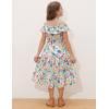 image:imageGRACE KARIN Girls Summer Dress Off Shoulder Ruffle Floral Spaghetti Strap Casual Sundress Tiered Midi DressFloral Pattern in White