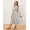 image:imageGRACE KARIN Girls Summer Dress Off Shoulder Ruffle Floral Spaghetti Strap Casual Sundress Tiered Midi DressFloral Pattern in White