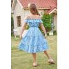 image:imageGRACE KARIN Girls Summer Dress Off Shoulder Ruffle Floral Spaghetti Strap Casual Sundress Tiered Midi DressFloral on Light Blue