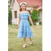 image:imageGRACE KARIN Girls Summer Dress Off Shoulder Ruffle Floral Spaghetti Strap Casual Sundress Tiered Midi DressFloral on Light Blue