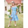image:imageGRACE KARIN Girls Summer Dress Off Shoulder Ruffle Floral Spaghetti Strap Casual Sundress Tiered Midi DressFloral on Light Blue