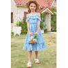 image:imageGRACE KARIN Girls Summer Dress Off Shoulder Ruffle Floral Spaghetti Strap Casual Sundress Tiered Midi DressFloral on Light Blue