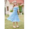 image:imageGRACE KARIN Girls Summer Dress Off Shoulder Ruffle Floral Spaghetti Strap Casual Sundress Tiered Midi DressFloral on Light Blue