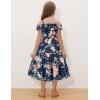 image:imageGRACE KARIN Girls Summer Dress Off Shoulder Ruffle Floral Spaghetti Strap Casual Sundress Tiered Midi DressFloral on Navy Blue