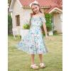 image:imageGRACE KARIN Girls Summer Dress Off Shoulder Ruffle Floral Spaghetti Strap Casual Sundress Tiered Midi DressFlowers and Leaves on White