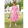 image:imageGRACE KARIN Girls Summer Dress Off Shoulder Ruffle Floral Spaghetti Strap Casual Sundress Tiered Midi DressHot Pink Heart