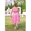 image:imageGRACE KARIN Girls Summer Dress Off Shoulder Ruffle Floral Spaghetti Strap Casual Sundress Tiered Midi DressHot Pink Heart