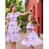 image:imageGRACE KARIN Girls Summer Dress Off Shoulder Ruffle Floral Spaghetti Strap Casual Sundress Tiered Midi DressPurple Flowers