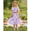 image:imageGRACE KARIN Girls Summer Dress Off Shoulder Ruffle Floral Spaghetti Strap Casual Sundress Tiered Midi DressPurple Flowers