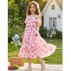 image:imageGRACE KARIN Girls Summer Dress Off Shoulder Ruffle Floral Spaghetti Strap Casual Sundress Tiered Midi DressRosered Flowers
