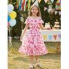 image:imageGRACE KARIN Girls Summer Dress Off Shoulder Ruffle Floral Spaghetti Strap Casual Sundress Tiered Midi DressRosered Flowers