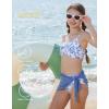 image:imageGRACE KARIN Girls Swimsuit Bikini Bathing Suit for Teens Ruched Tankini Beach Hawaii Swimwear with Cover Up Skirt 816YBlue Floral