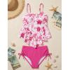 image:imageGRACE KARIN Girls Tankini Swimsuit Swimwear Teen Cute Ruffle Bathing Suit Kids 2 Piece Shirred Bikini Set with Padded 816Hot Pink Floral