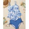 image:imageGRACE KARIN Girls Tankini Swimsuit Swimwear Teen Cute Ruffle Bathing Suit Kids 2 Piece Shirred Bikini Set with Padded 816Unique Blue