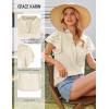 image:imageGRACE KARIN Womens Lace Short Sleeve Tops Summer Dressy Casual Cotton Blouses Flowy V Neck Dress Shirts Trendy Clothing 2026Apricot